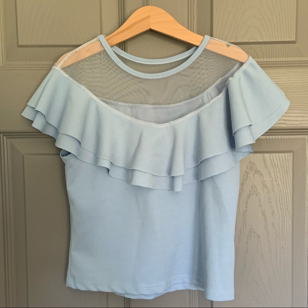 Girls Light Blue Italian Ruffle Top